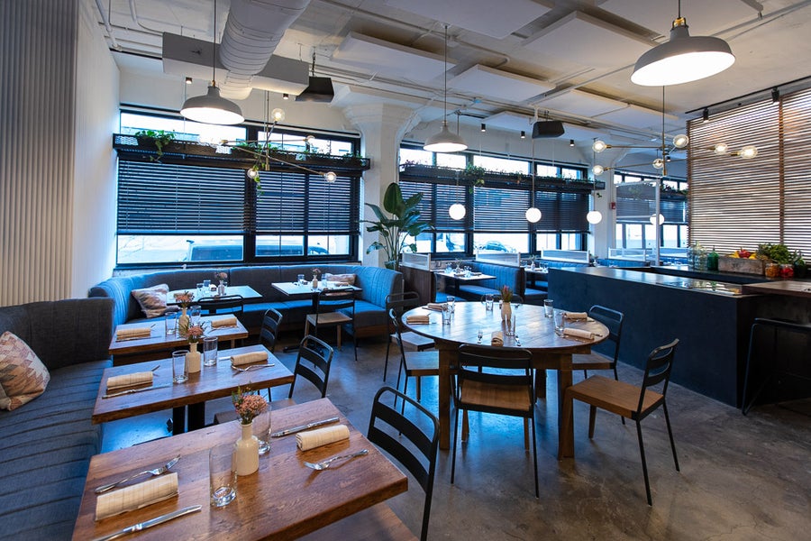 Dining setup at Paper Factory 