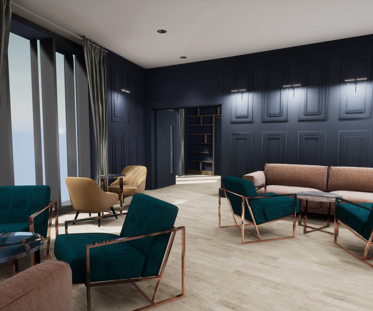 The Drawing Room at The Collective Canary Wharf. Image courtesy of Denton Associates.