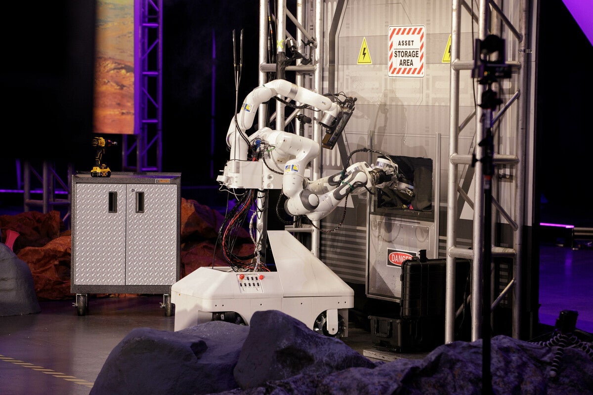 A robot performing a task