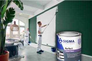 Professional painter paints with PPG Sigma brand paint