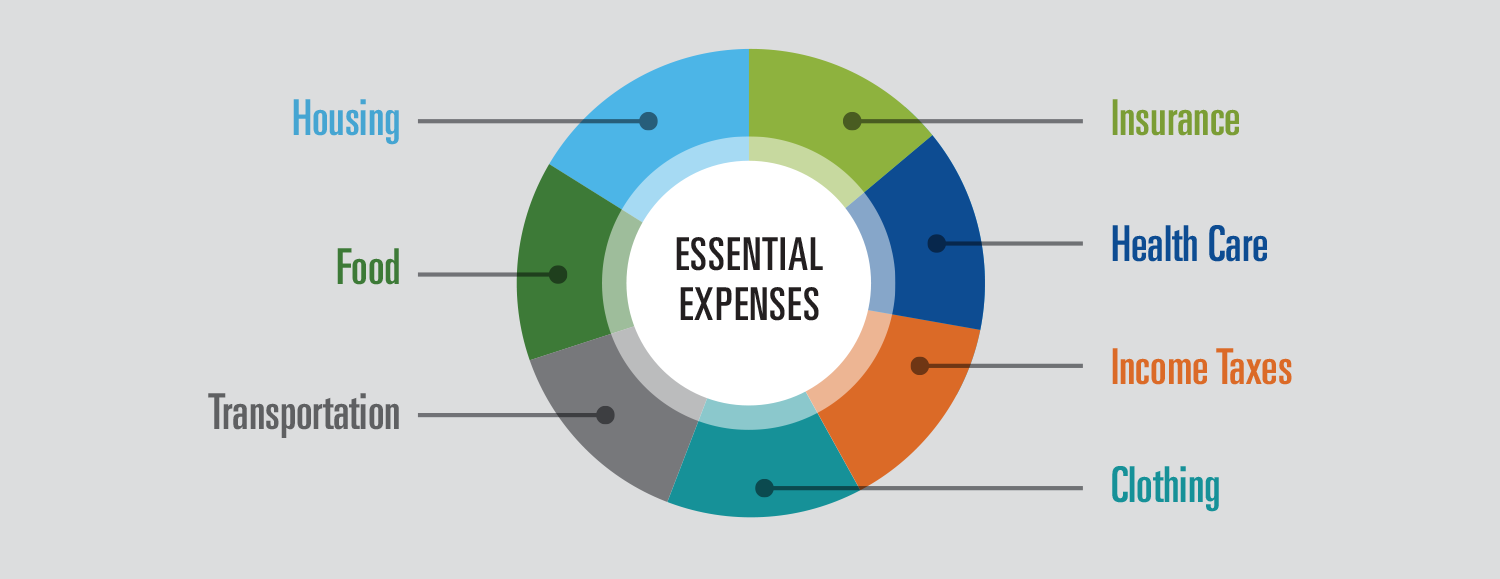 Pie chart showing potential essential expenses.