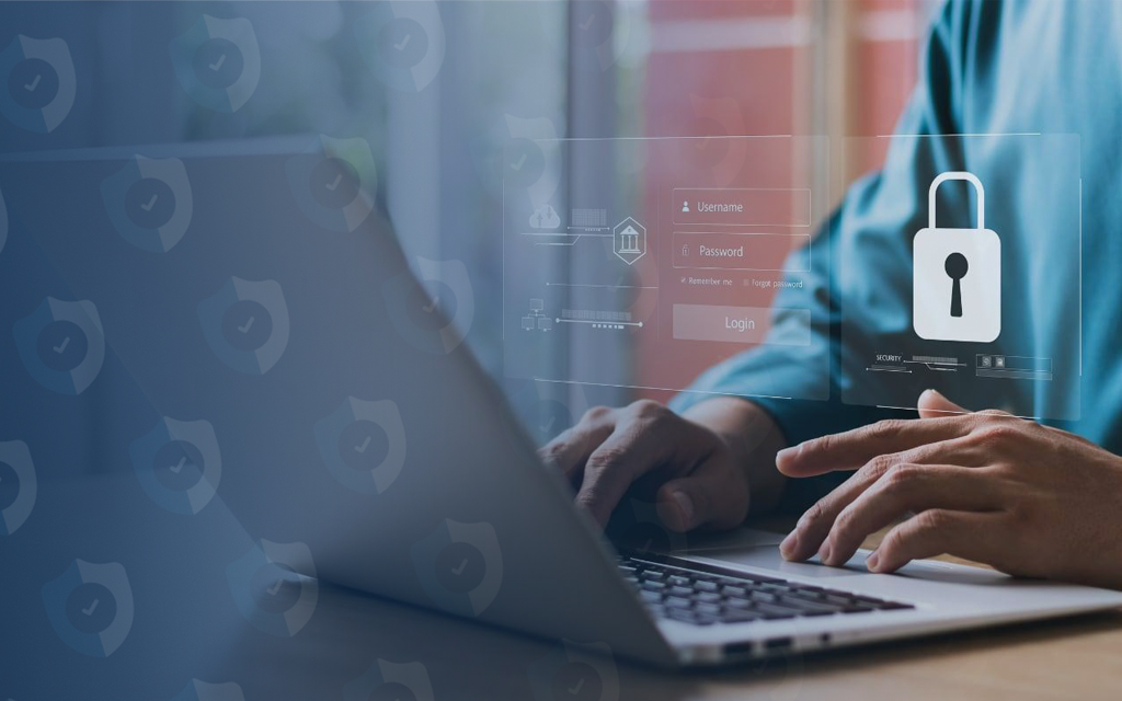 Person on computer protected from fraud