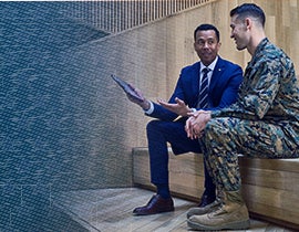 A financial Advisor meeting with a service member.