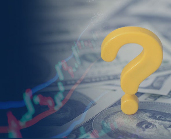 Question mark on top of bills