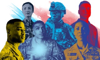 Multi-color image of six servicemembers.
