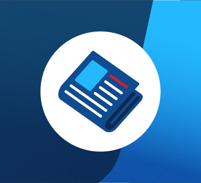 Newspaper icon image with blue background