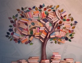 A tree with books on its branches.