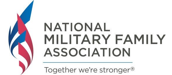 Banner with National Military Family Association and "Together we're strong" on it.