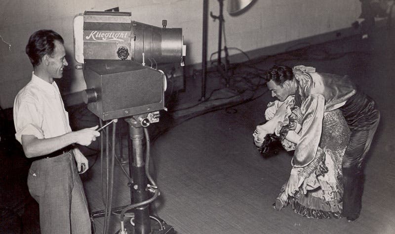 Philo Farnsworth captures footage of a pair of dancers during the first public demonstration of electronic television at the Franklin Institute in Aug. 1934. (The Franklin Institute)