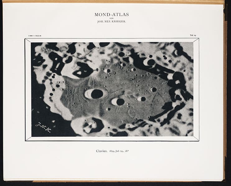 The crater Clavius, from Johann Krieger, Mond-Atlas, 1898-1912 (Linda Hall Library)