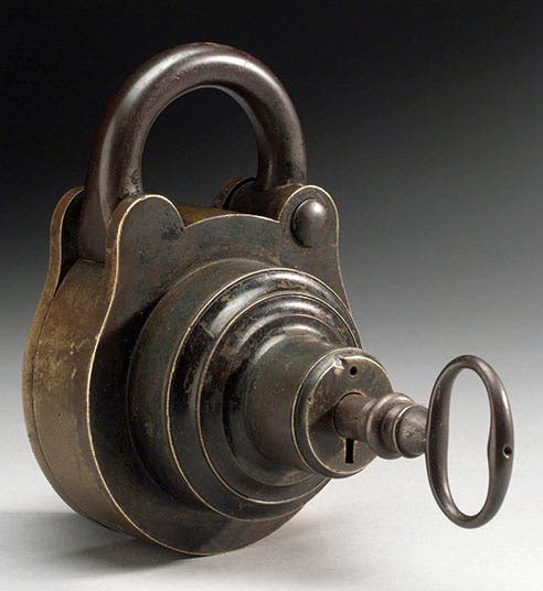 The Challenge Lock of Joseph Bramah, modern photo, Science Museum, London (antiqueboxes.org)