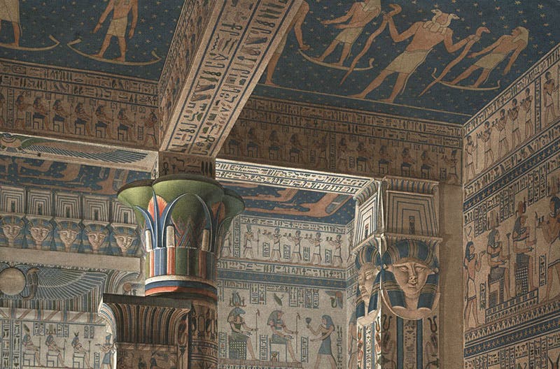 Ceiling of the temple of Hathor at Thebes, detail of fourth image, Description de l’Égypte, Antiquités, vol. 2, 1809 (Linda Hall Library)