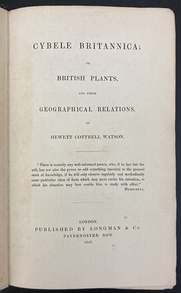 Title page of Cybele Britannica: or British Plants and their Geographical Relations, vol. 1, 1847 (Linda Hall Library)
