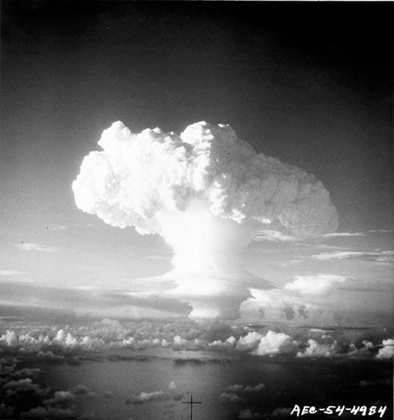 Detonation of “Ivy Mike,’ Nov. 1, 1952, first successful test of the Teller-Ulam design for a thermo-nuclear device (Wikimedia commons)