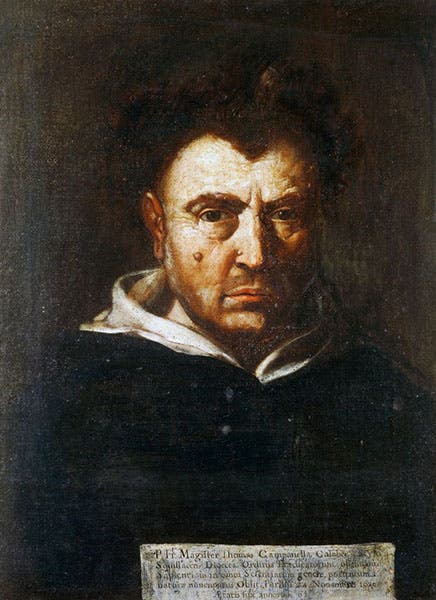 Portrait of Dominican friar Tommaso Campanella, oil on canvas?, by Francesco Cozza, ca 1650, Caetani Collection, Sermoneta, Italy (Wikimedia commons)