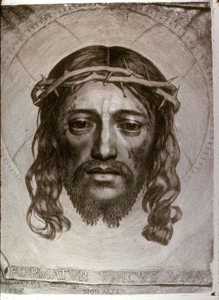 Sudarium, engraving by Claude Mellan, 1649, Spencer Museum of Art, Lawrence, Kansas (spencerart.ku.edu)