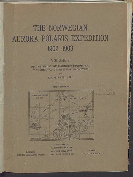 Front cover of Kristian Birkeland, Norwegian Aurora Polaris Expedition, 1902-03, 1908-13 (Linda Hall Library)