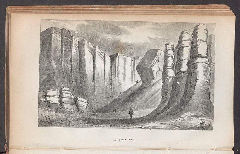 “Acoma No. 2”, lithograph from a drawing by James Abert, in W.H. Emory, Notes of a Military Reconnaissance, 1848 (Linda Hall Library)