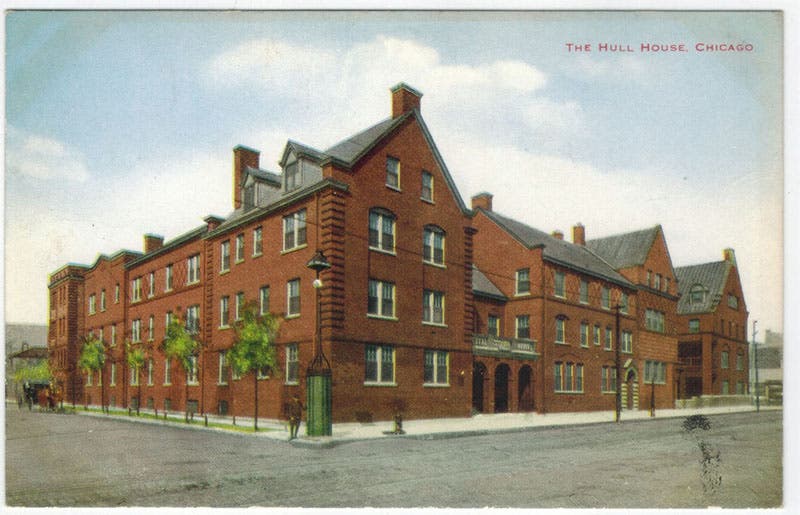 Hull House, the settlement house in Chicago where Alice Hamilton lived and worked, 1897-1919, postcard, 1916 (Wikimedia commons)