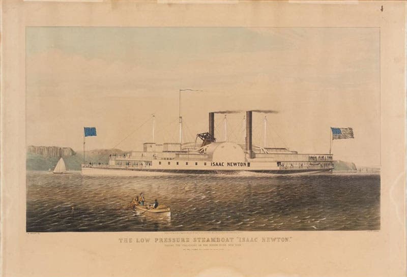 The steamboat Isaac Newton, colored lithograph, Currier & Ives (Springfield Museums)