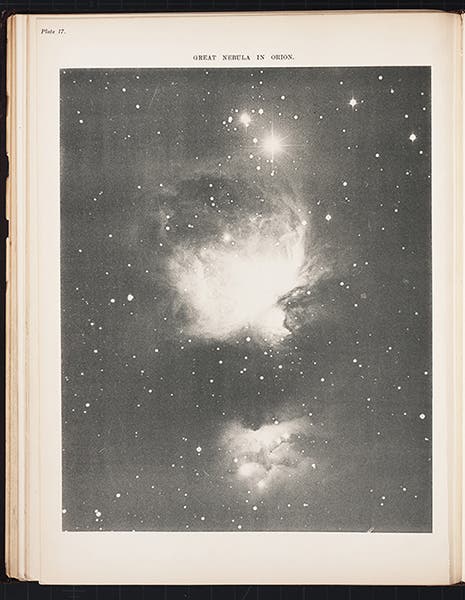 Orion nebula, photograph, from Isaac Roberts, Selection of Photographs of Stars, Star-Clusters, and Nebulae. 1893-99 (Linda Hall Library)
