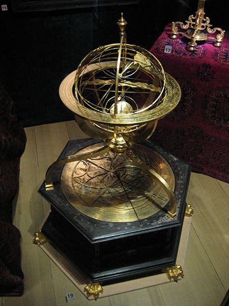 Armillary sphere/astronomical clock built by Jost Bürgi at the court of Wilhelm IV, 1585 (Wikimedia commons)