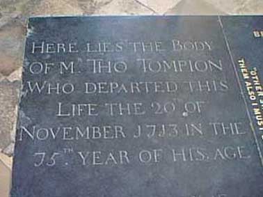 Burial plaque for Thomas Tompion and George Graham, Westminster Abbey (findagrave.com)