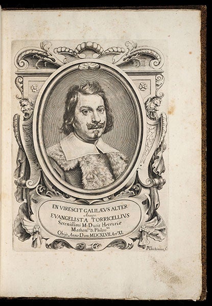Portrait of Torricelli, from Lezione accademiche (1715) (Linda Hall Library)