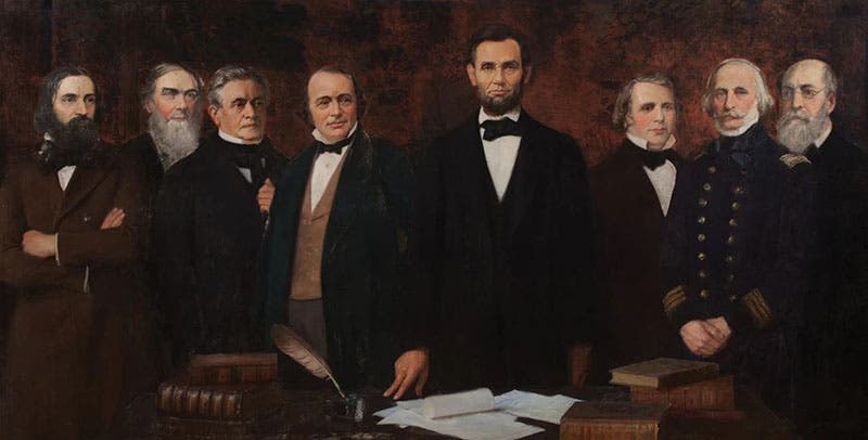 Signing the charter of the National Academy of Sciences, Mar. 3, 1863, oil on canvas by Albert Herter, 1924, National Academy of Sciences, Washington, D.C. (pnas.org)