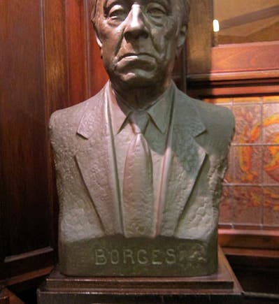 Bust of Jorge Luis Borges, by Juan Carlos Ferraro, in the Café Tortoni, Buenos Aires (photo by Wally Gobetz on flickr)