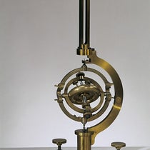 Foucault gyroscope, made under the direction of Léon Foucault, 1852, by Paul-Gustave Froment, for the purpose of demonstrating the rotation of the Earth, Musée des arts et métiers, Pais (arts-et-metiers.net/muse)