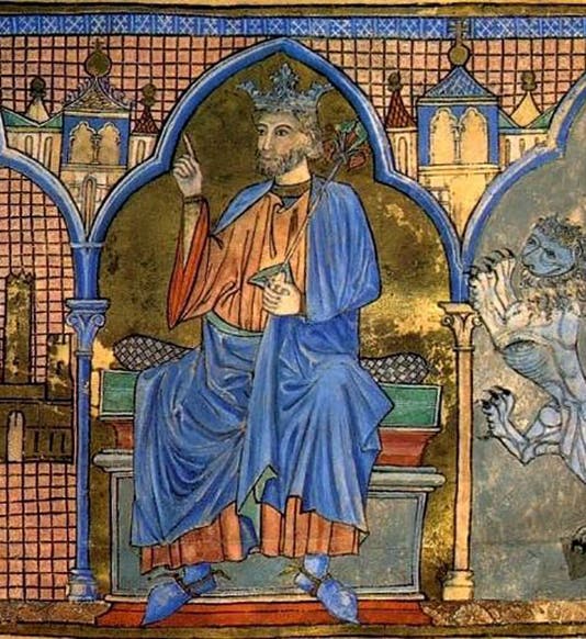 Medieval illumination, purporting to be a portrait of Alfonso X, King of Castile (alchetron.com)
