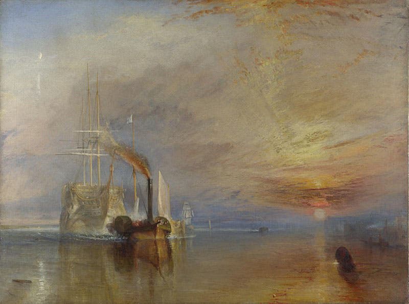 The Fighting Temeraire, oil on canvas, J.M.W. Turner, 1839 (National Gallery, London, via Wikimedia commons)