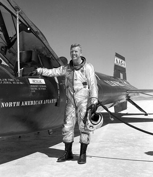 Joe Walker next to a North American X-15, NASA photograph, 1961 (images.nasa.gov)