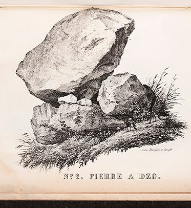 “Pierre a Dzo," erratic blocks, from Jean de Charpentier, <i>Essai sur les glaciers</i>, 1841 (Linda Hall Library)