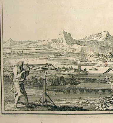 Surveyors at work, detail of an engraving by Sébastien Le Clerc for Mesure de la terre, by Jean Picard, plate 1, in Recueil de plusieurs traitez de mathématique, 1676 (Linda Hall Library)