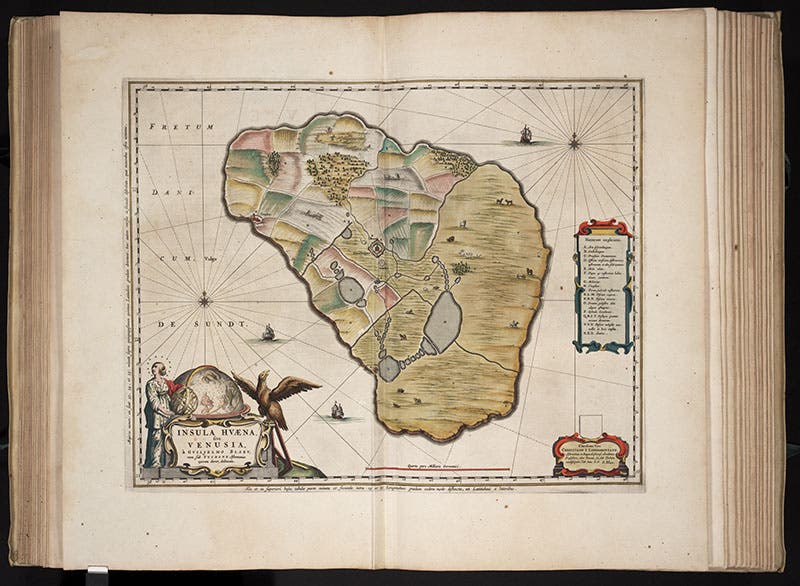 Map of Hven, Danish island and home of Tycho Brahe’s observatory, engraving by Willem Janszoon Blaeu, in Joan Blaeu, Atlas maior, vol. 1, 1662 (Linda Hall Library)