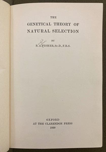Title page, The Genetical Theory of Natural Selection, by Ronald Aylmer Fisher, 1930 (Linda Hall Library)