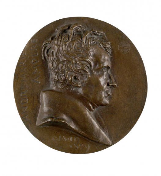 Portrait medal of André-Marie Ampère, bronze, by David d’Angers (thewalters.org)