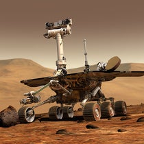 Artist’s conception of Opportunity on the surface of Mars, 2004 (Wikimedia commons)
