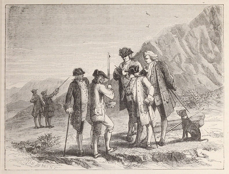 The Puy de Dôme experiment of Florin Périer, as imagined by Yan’ Dargent for Louis Figuier, Les merveilles de la science, vol. 1, 1867 (Linda Hall Library)