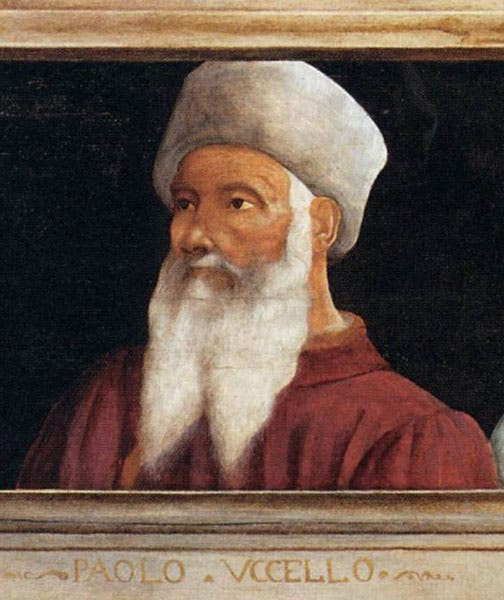 Portrait of Paolo Uccello, tempera on wood panel, a detail of Five Men, by an unknown master, ca 1490, Louvre Museum, Paris (wga.hu)