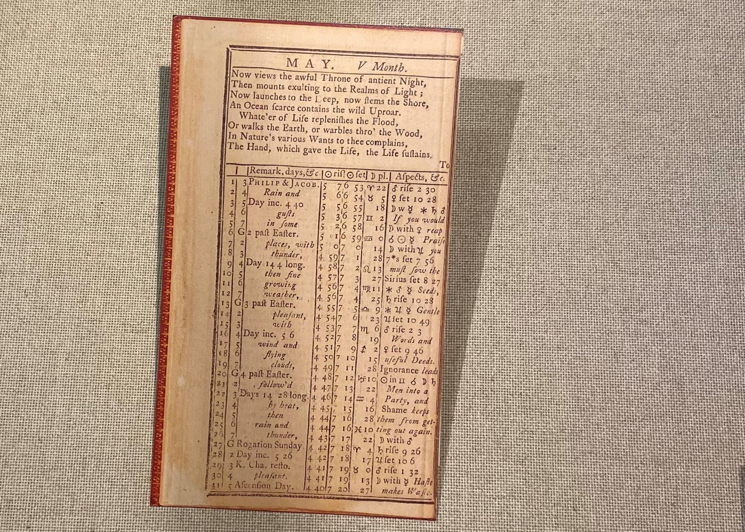 Reproduction of a page from Benjamin Franklin's Poor Richard's Almanack.