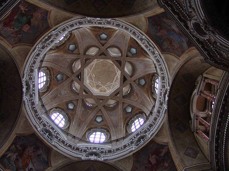 Dome interior, Church of San Lorenzo, Turin, designed by Guarino Guarini, 1668-87 (photo by the author)