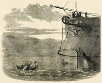 Landing the western end of the first Atlantic Cable from the USS Niagara in Trinity Bay, Newfoundland, Aug. 5, 1858, Frank Leslie’s Illustrated Newspaper, Sept. 11, 1858, reproduced on atlantic-cable.com (atlantic-cable.com)