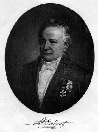 Portrait of François-Sulpice Beudant, engraving, unknown source and date (Wikimedia commons)