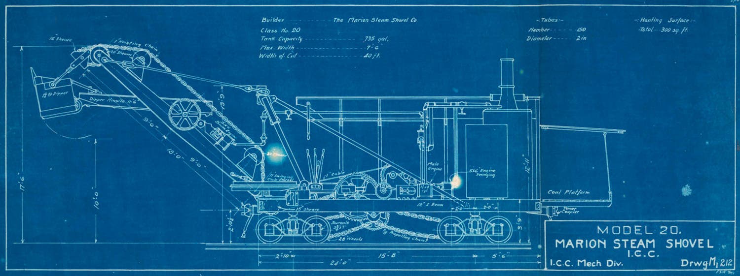 Blueprint of a Marion steam shovel. View in Digital Collection »