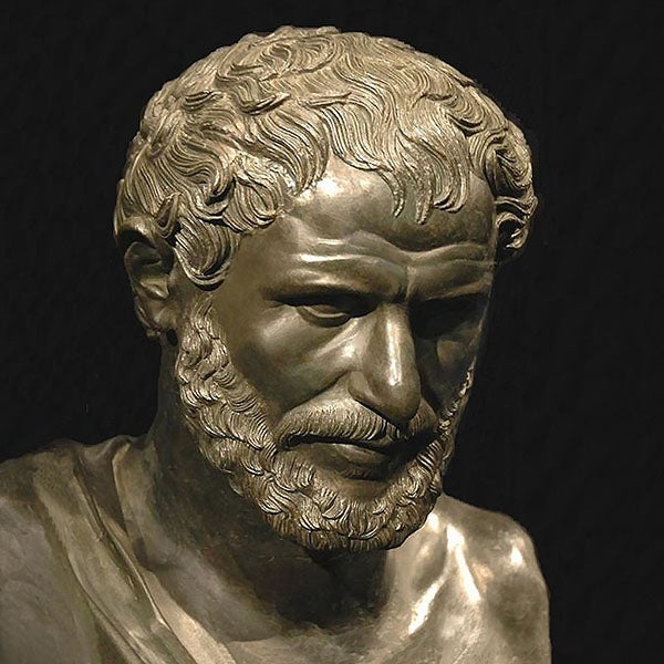 Bronze bust, often identified, almost certainly incorrectly, as Heraclitus of Ephesus, in the National Archaeological Museum, Naples (Wikimedia commons) 