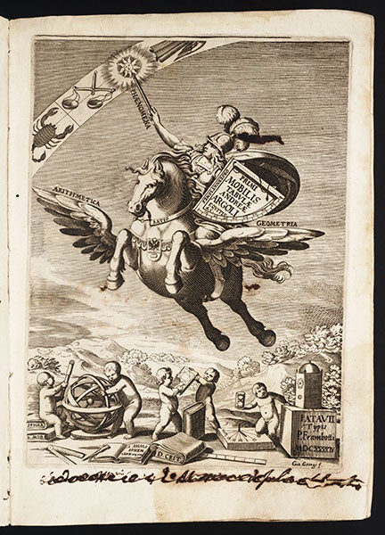 Engraved title page, Argoli, Primi mobilis tabulae, 1644 (Linda Hall Library)
