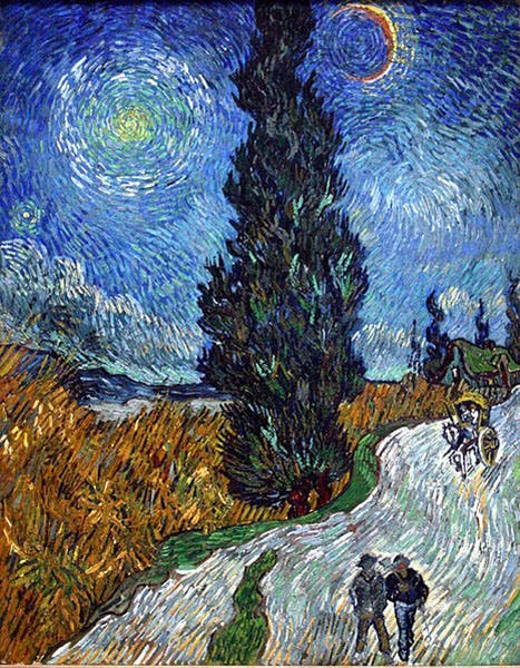 Road with Cypress and Star, Vincent van Gogh, 1890, Kröller-Müller Museum (Wikimedia commons)